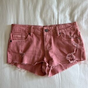 RVCA Pink Distressed Jean Shorts